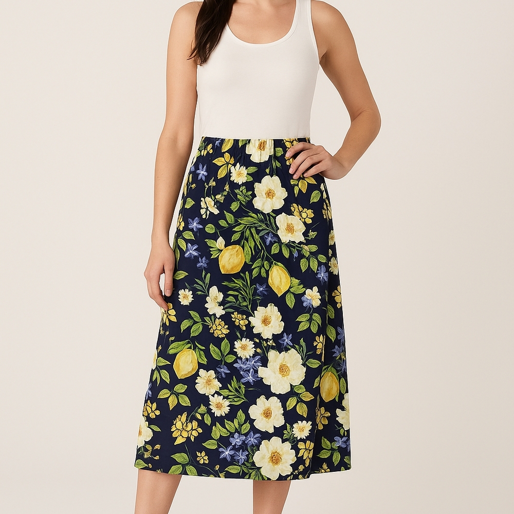 Floral Navy Skirt